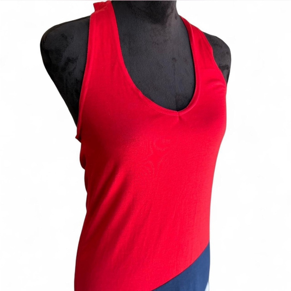 Red and Blue Colorblock Maxi Dress - Picture 3 of 7